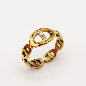 Bague Tour H Luxe Ligne Cristaux