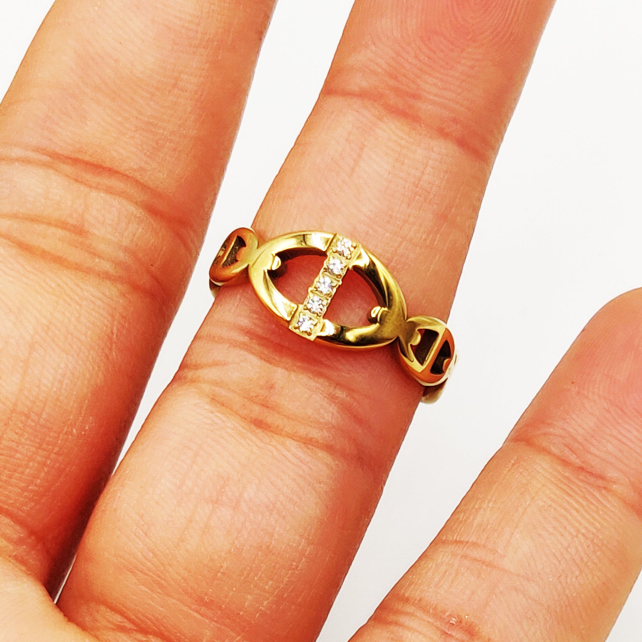 Bague Tour H Luxe Ligne Cristaux