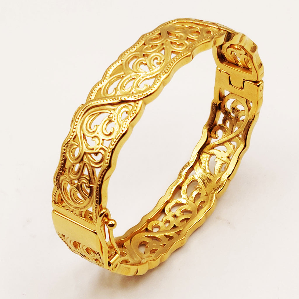 Bracelet Rigide Motifs Orientaux Creusés Luxe