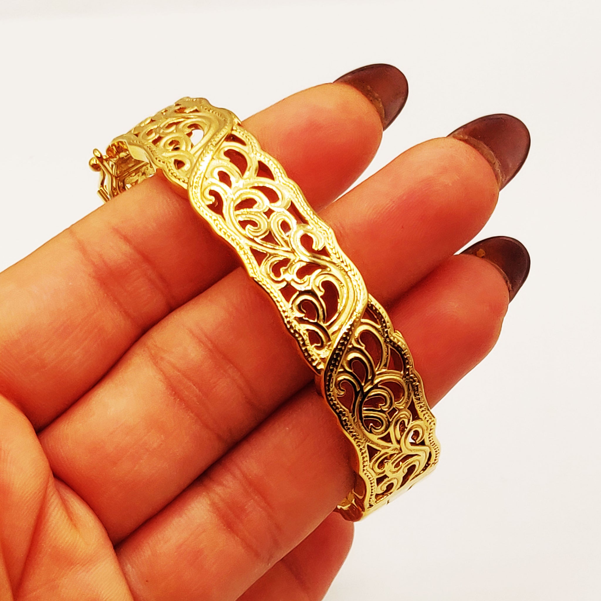 Bracelet Rigide Motifs Orientaux Creusés Luxe