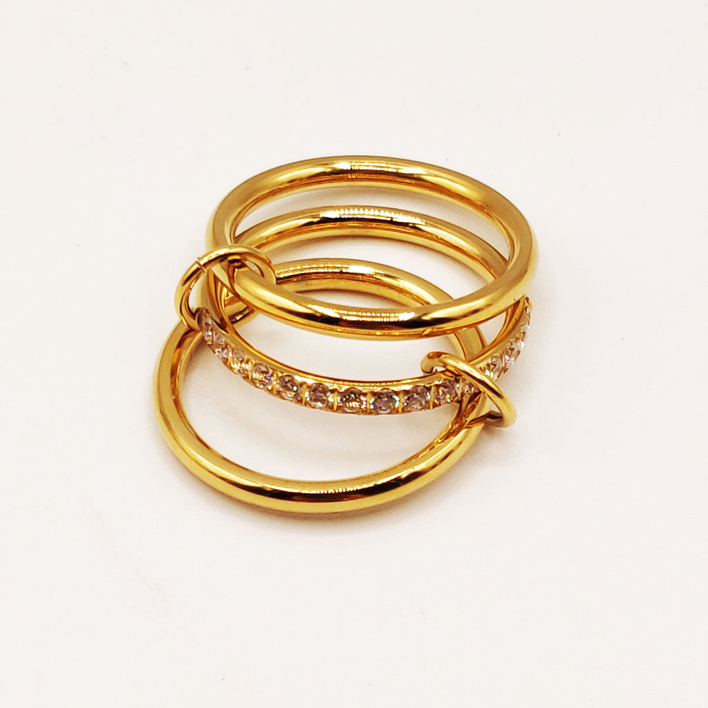 Bague Trio Cristaux Cerclées