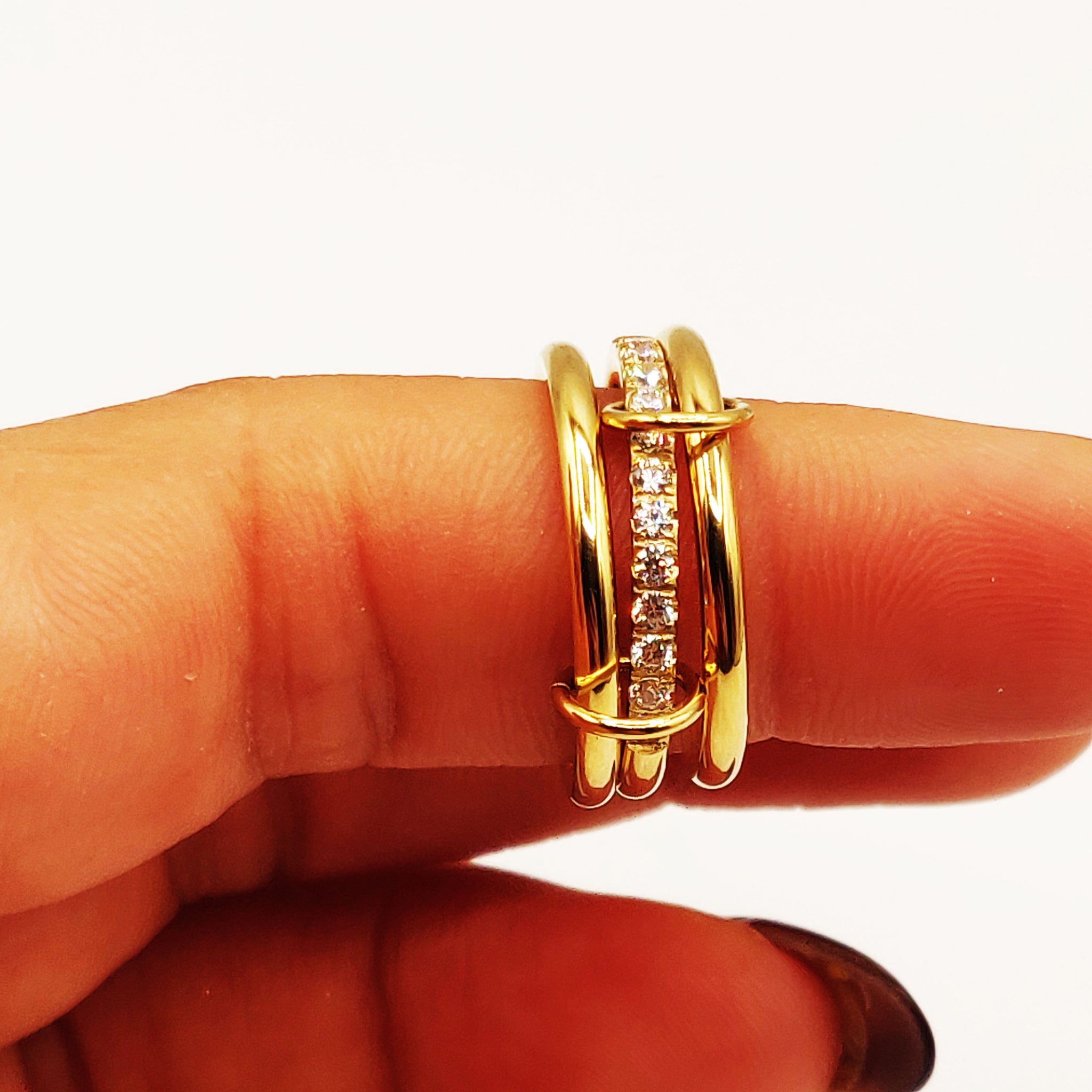 Bague Trio Cristaux Cerclées