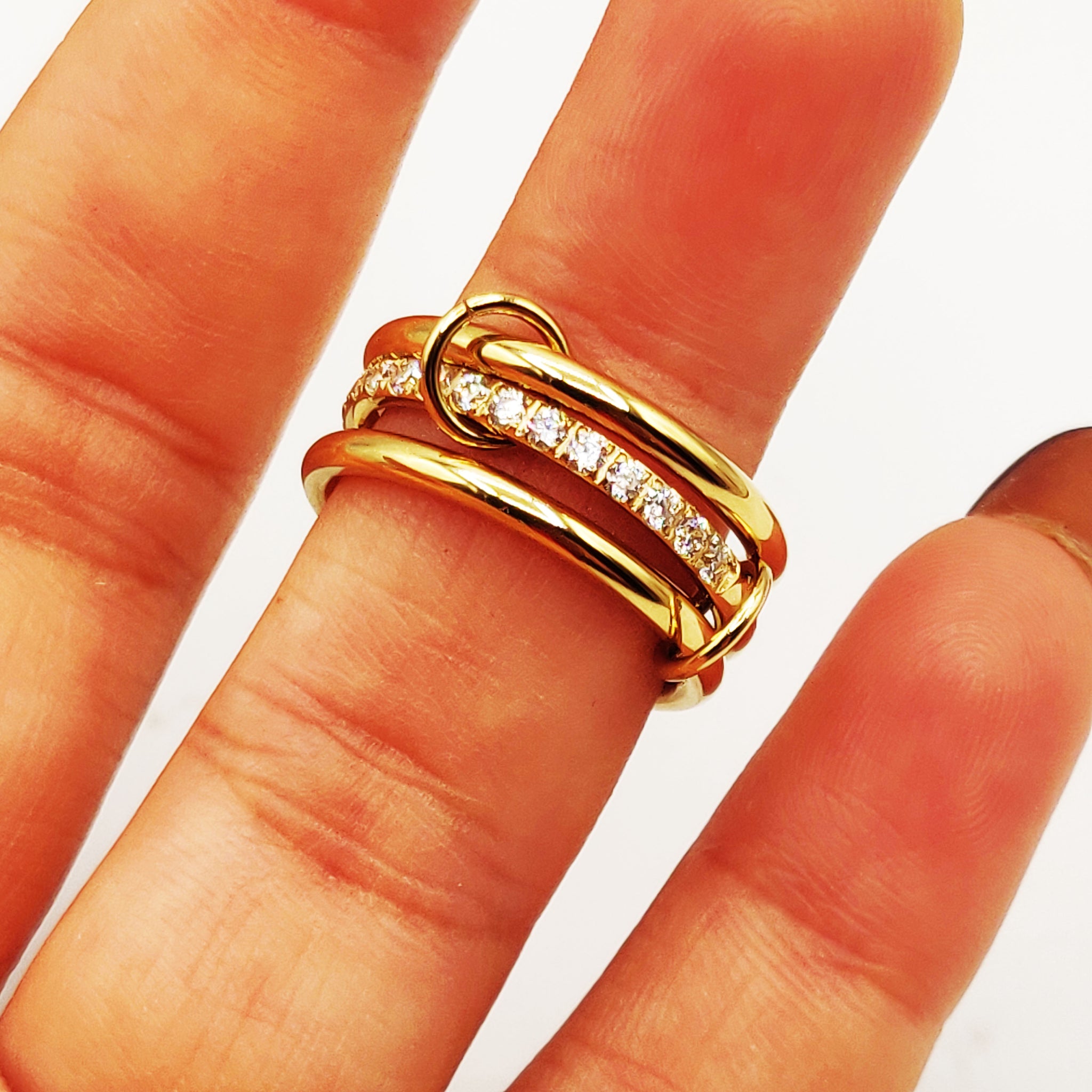 Bague Trio Cristaux Cerclées