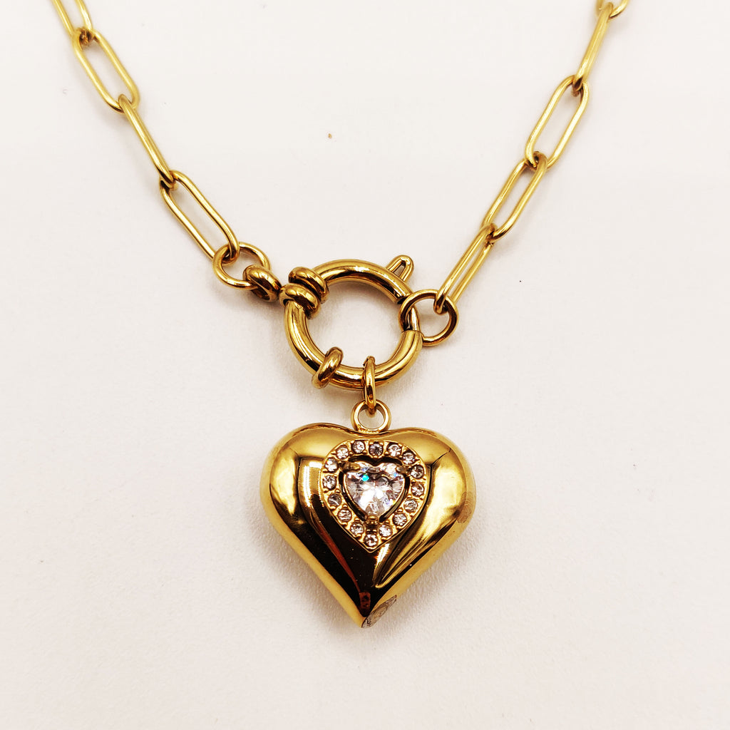 Collier Coeur Bombé Cristal Coeur Luxe