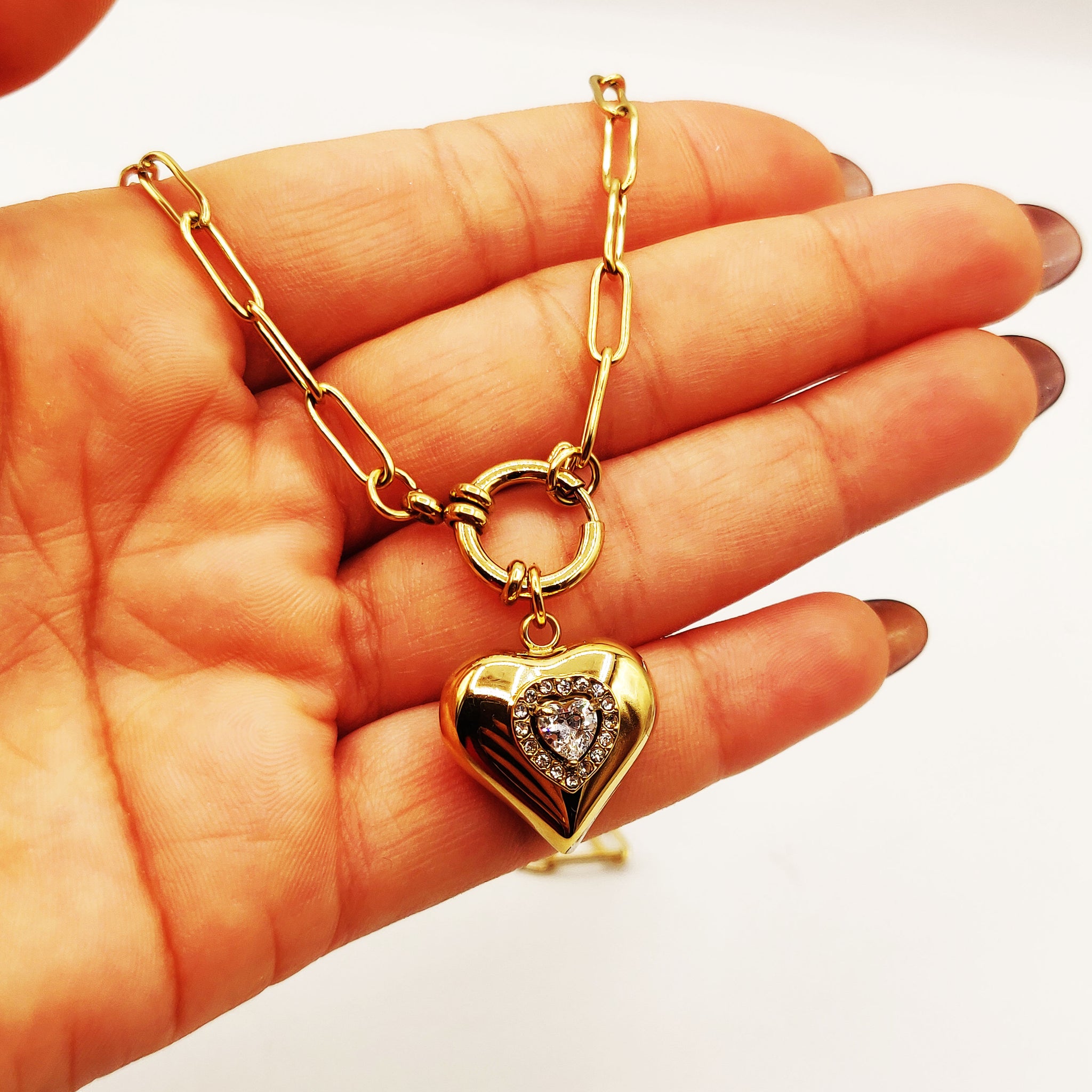 Collier Coeur Bombé Cristal Coeur Luxe