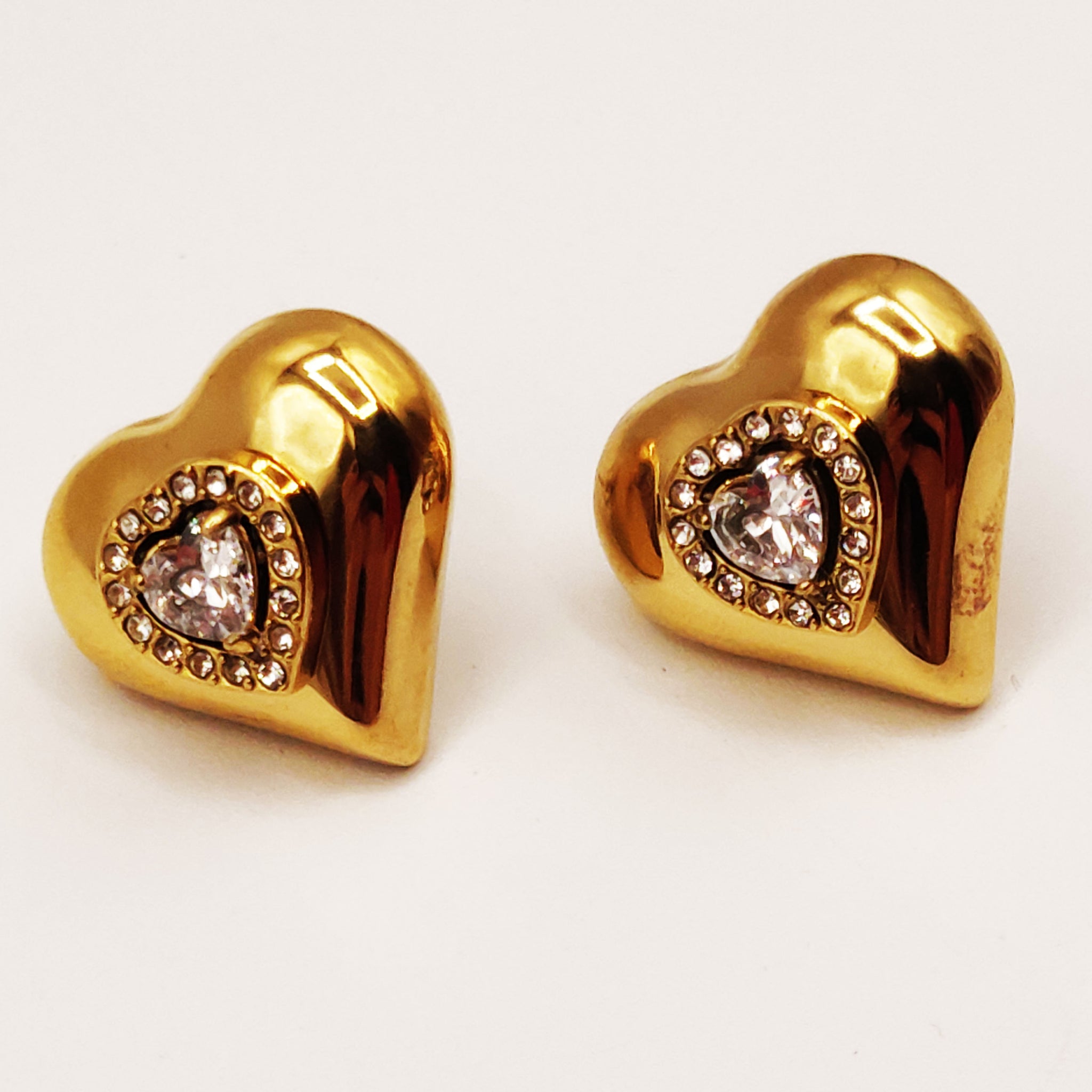 Boucles d'oreilles Coeur Bombé Cristal Coeur Luxe