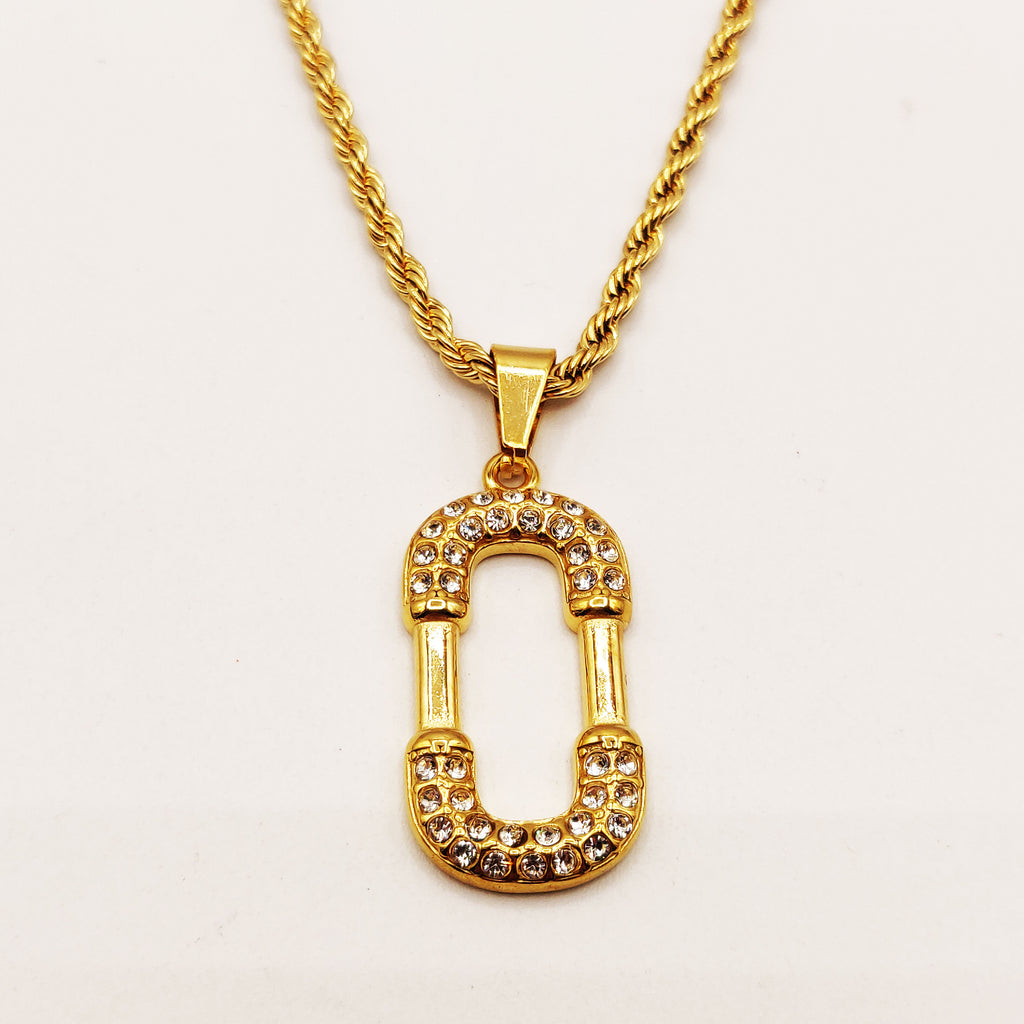 Collier Torsade Multi Lignes Pendentif Double U Cristaux Luxe