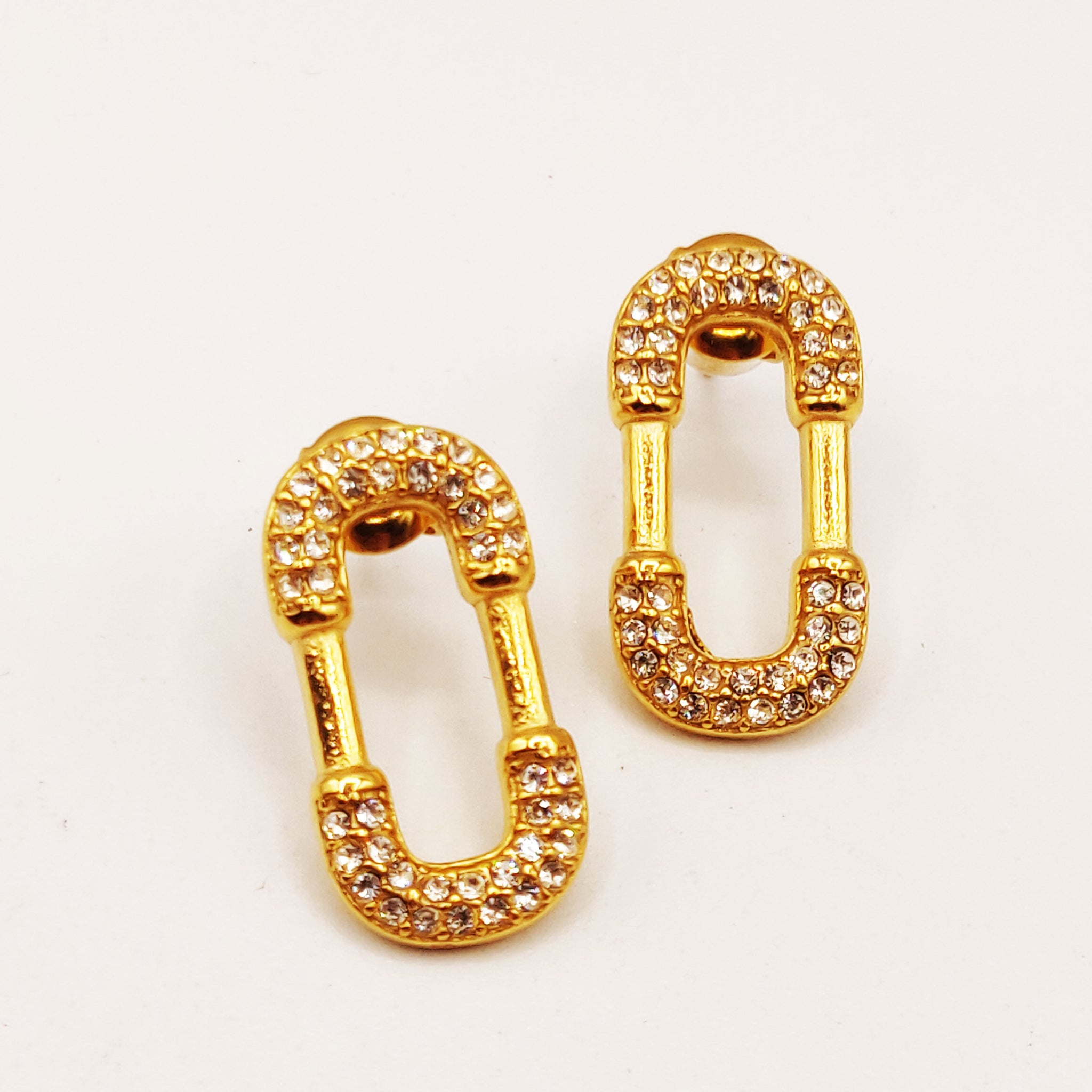 Boucles d'oreilles Torsade Multi Lignes Pendentif Double U Cristaux Luxe