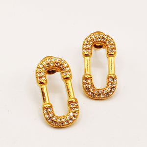 Boucles d'oreilles Torsade Multi Lignes Pendentif Double U Cristaux Luxe