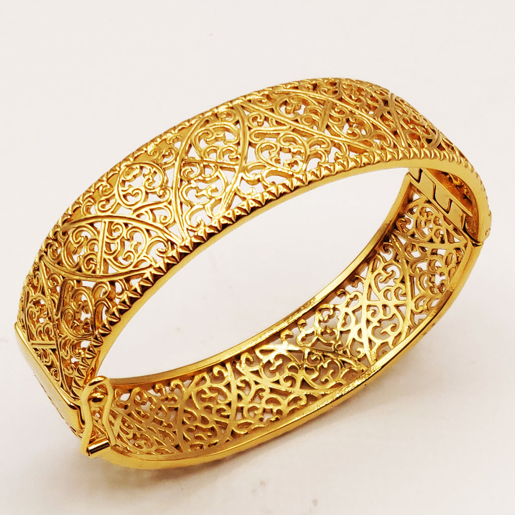 Bracelet Rigide Motifs Orientaux Bords Matelassés Luxe