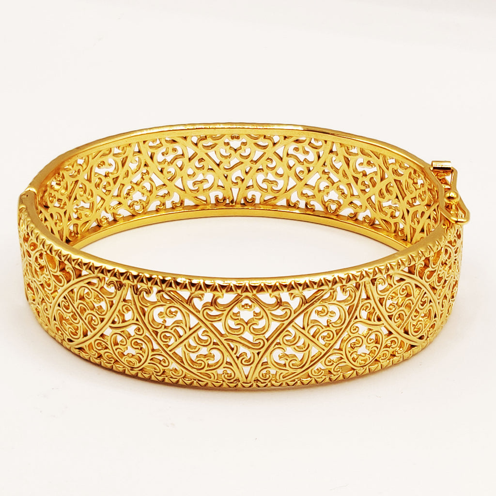 Bracelet Rigide Motifs Orientaux Bords Matelassés Luxe