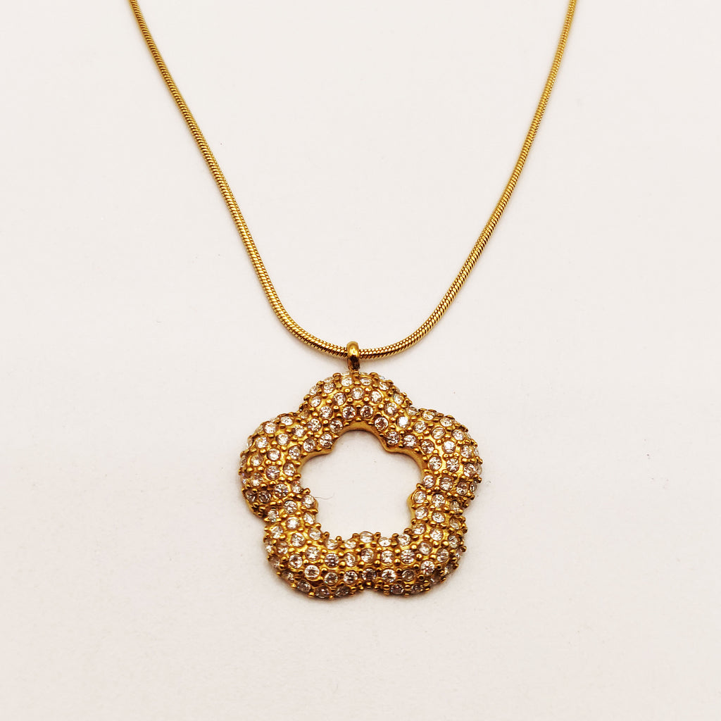 Collier Pendentif Marguerite Cristaux Luxe