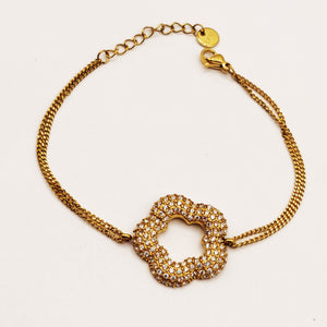 Bracelet Pendentif Marguerite Cristaux Luxe