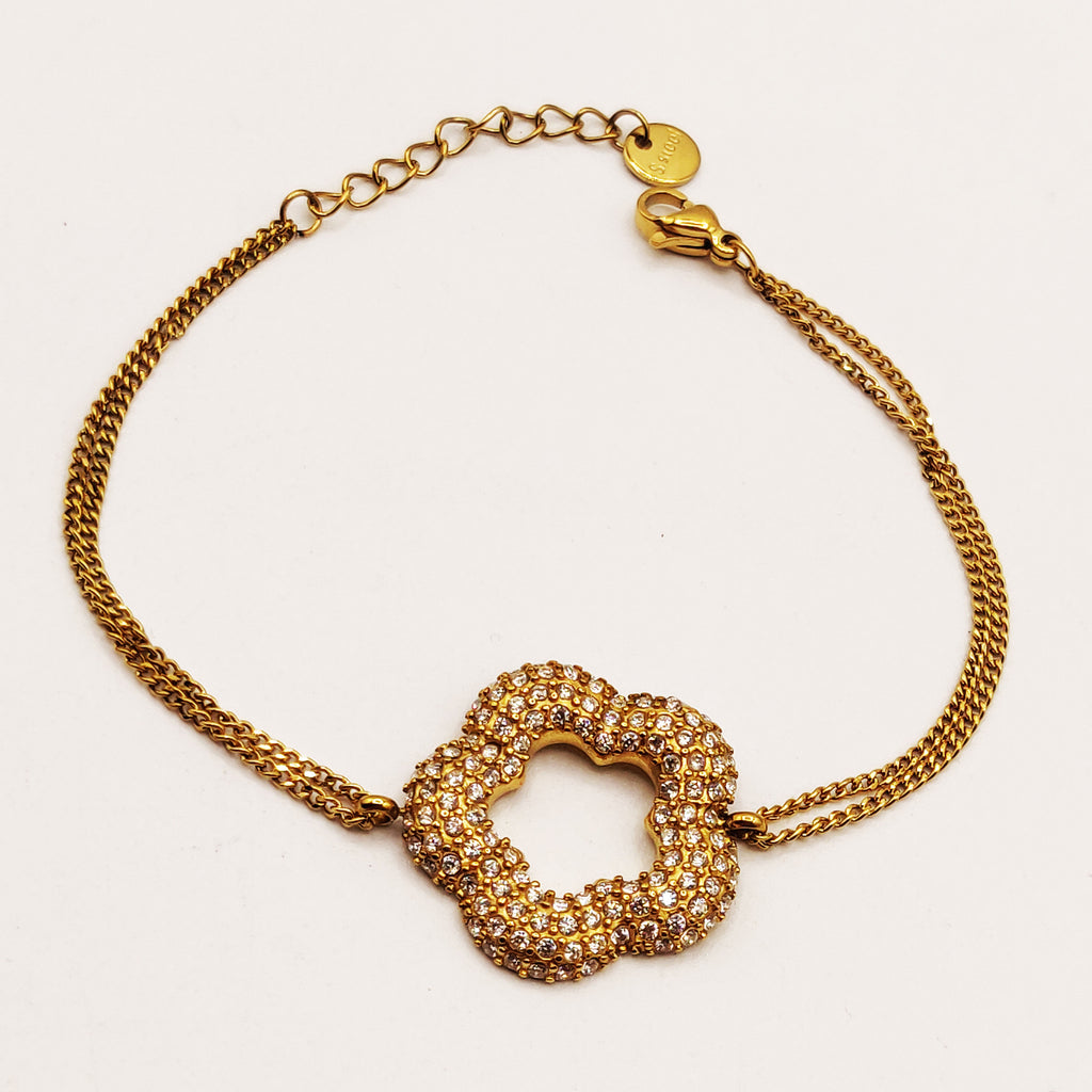 Bracelet Pendentif Marguerite Cristaux Luxe