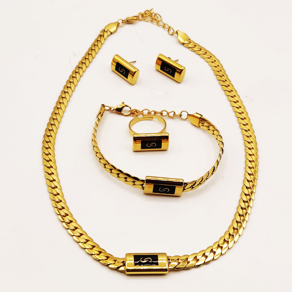 Ensemble Collier, Bracelet, Boucles d'oreilles et Bague Tresse Resserrée Monte Carlo Luxe