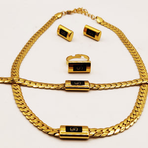 Ensemble Collier, Bracelet, Boucles d'oreilles et Bague Tresse Resserrée Monte Carlo Luxe