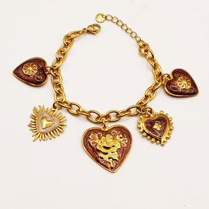 Bracelet Bibelots Coeurs Style Vintage Luxe