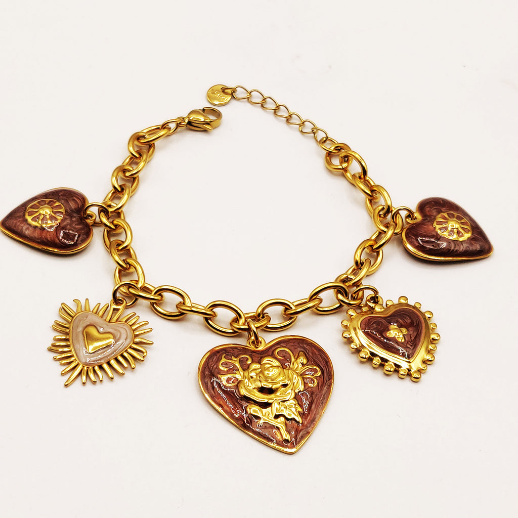 Bracelet Bibelots Coeurs Style Vintage Luxe