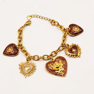 Bracelet Bibelots Coeurs Style Vintage Luxe