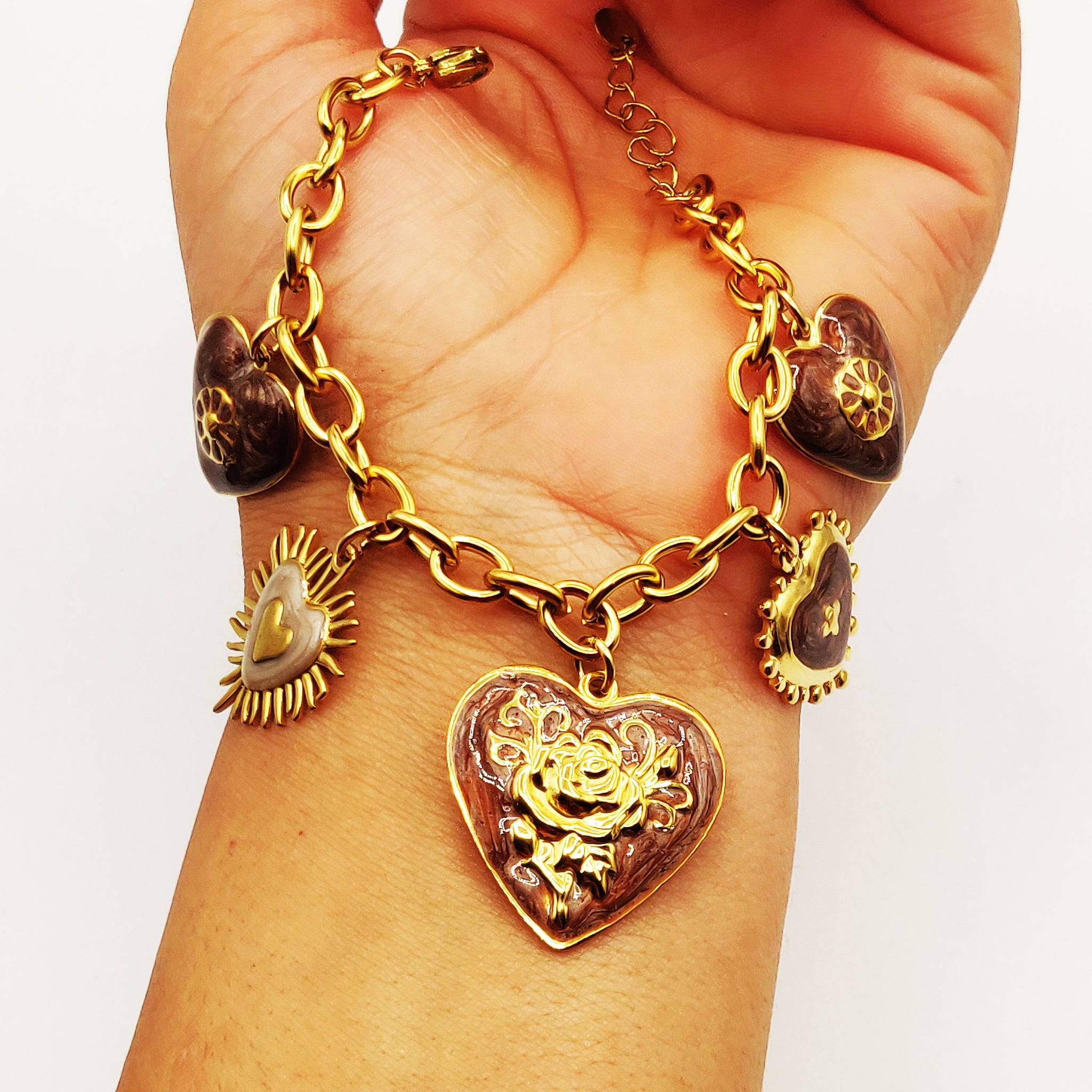 Bracelet Bibelots Coeurs Style Vintage Luxe