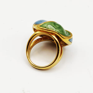 Bague Cercle Nacré Bleu et Vert Luxe