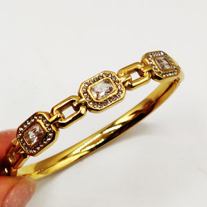 Bracelet Rigide Chaîne Rectangle et Cristaux Luxe