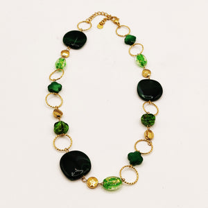 Collier Fashion Trèfles, Fleurs, et Pierres Vertes Luxe