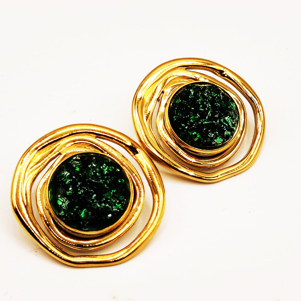 Boucles d'oreilles Fashion Grosse Pierre Verte Luxe