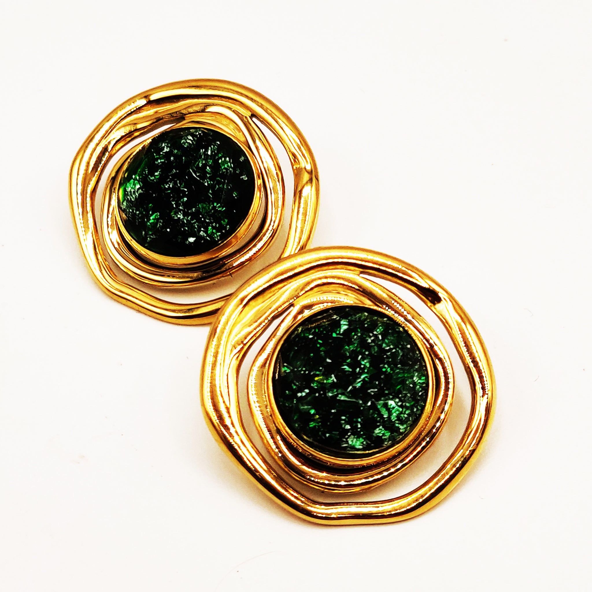 Boucles d'oreilles Fashion Grosse Pierre Verte Luxe