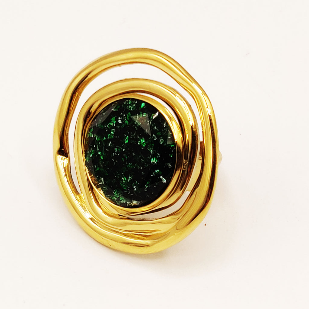 Bague Fashion Grosse Pierre Verte Luxe