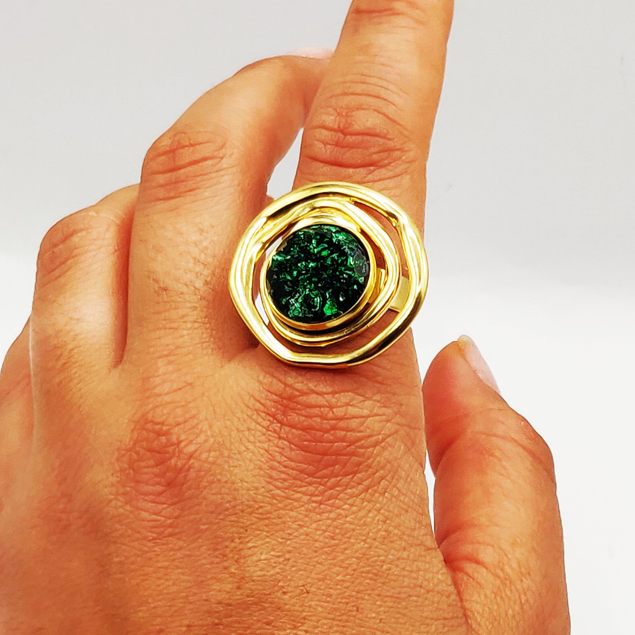 Bague Fashion Grosse Pierre Verte Luxe