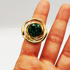 Bague Fashion Grosse Pierre Verte Luxe