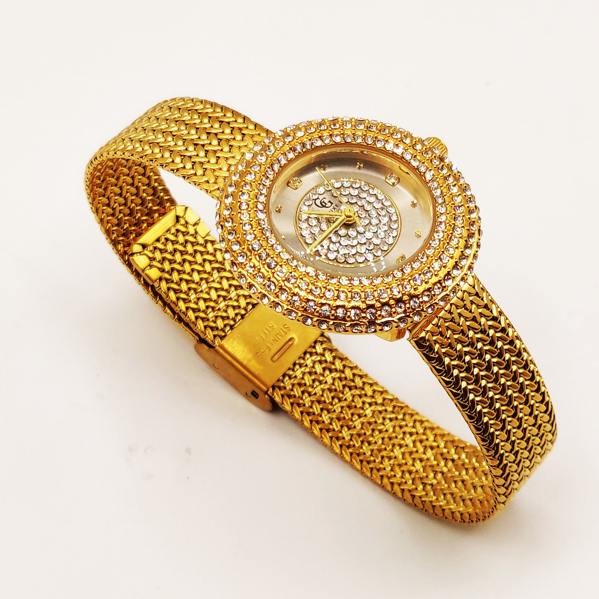 Montre GG Luxe FA1753 Fond Argenté Bracelet Doré