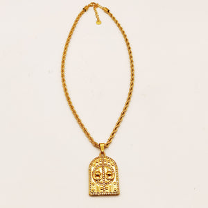 Collier Torsade Grand Pendentif Bab El Mansour Cristaux Luxe