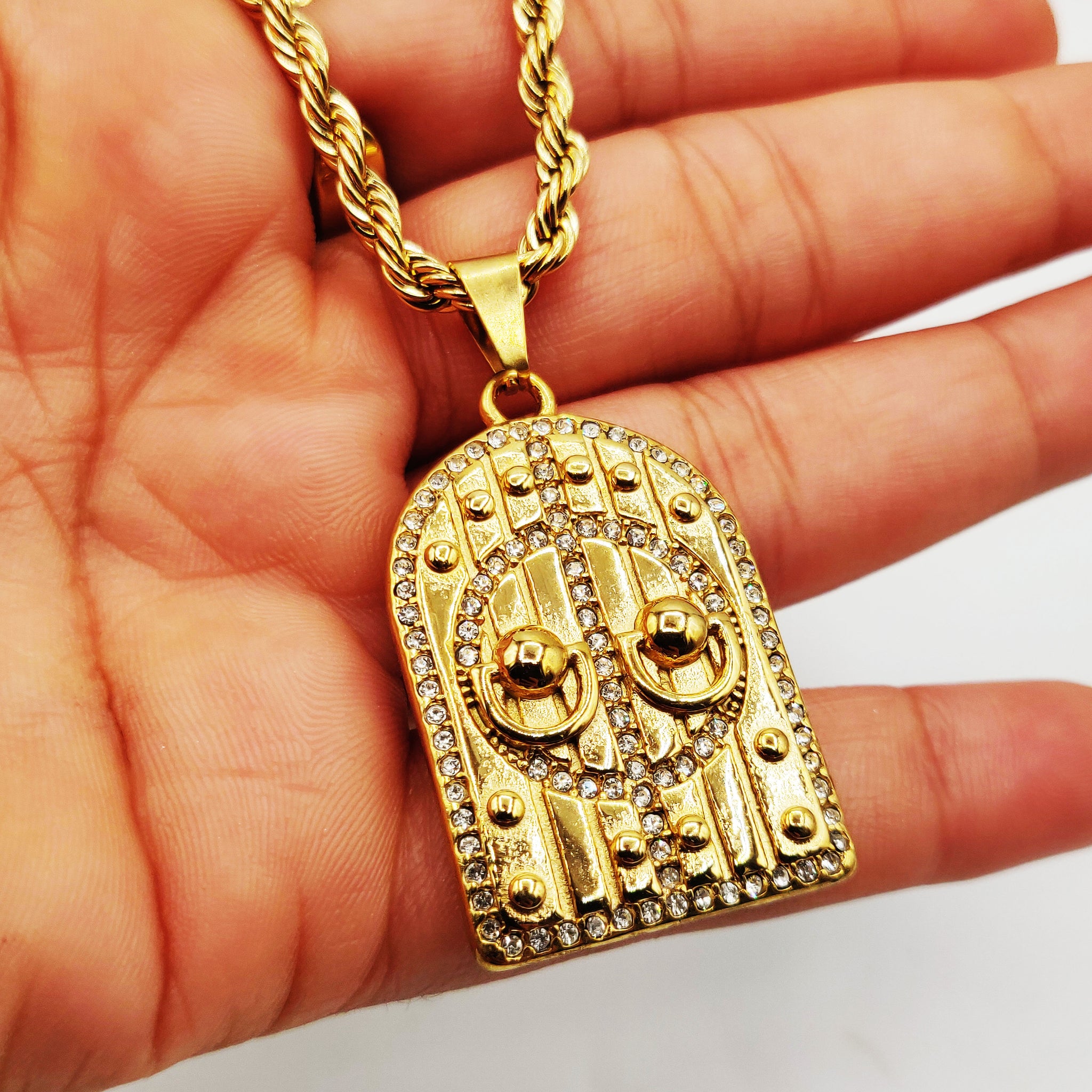 Collier Torsade Grand Pendentif Bab El Mansour Cristaux Luxe