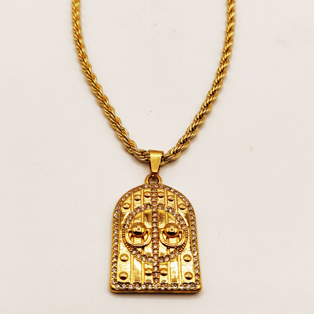 Collier Torsade Grand Pendentif Bab El Mansour Cristaux Luxe