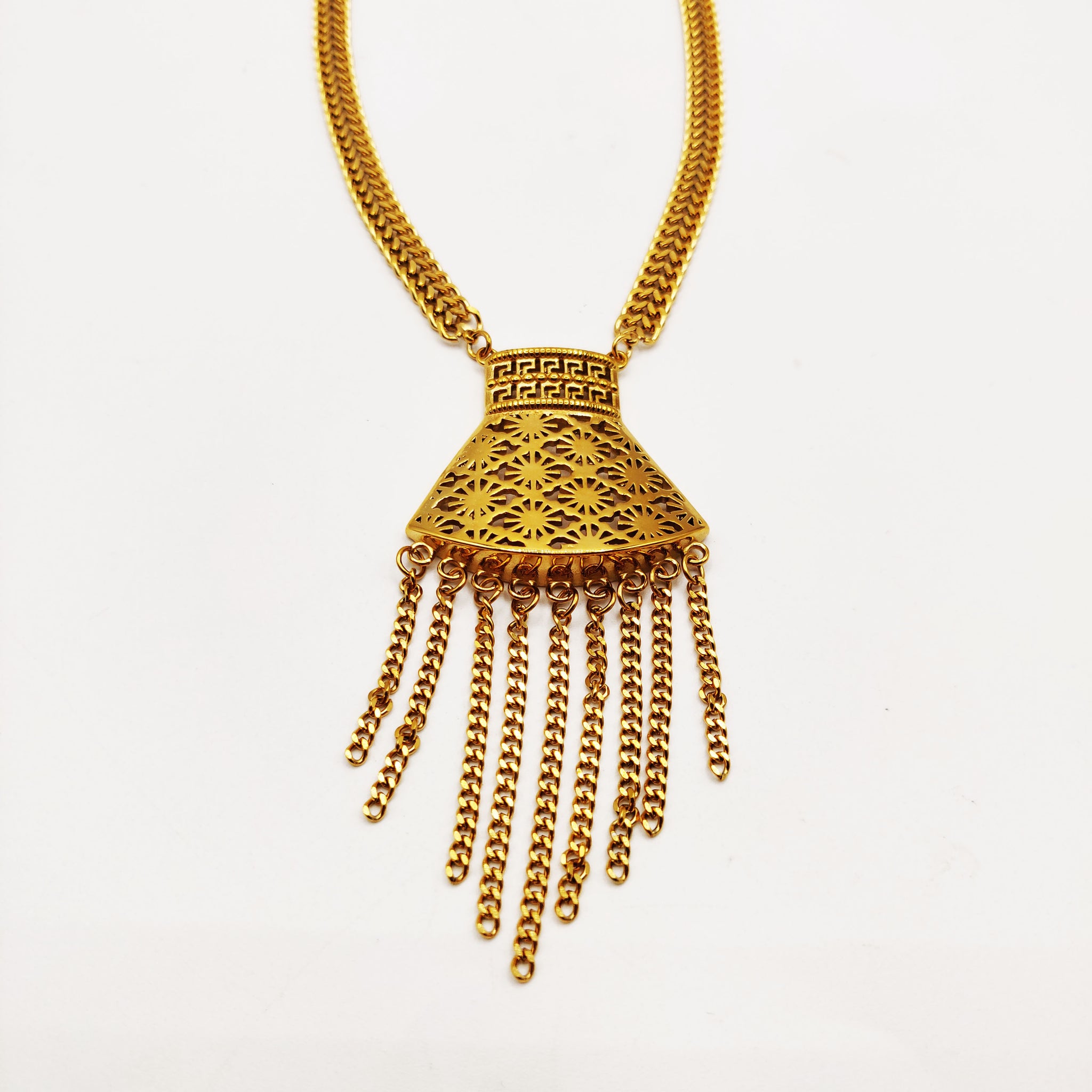 Collier Motifs V Luxe Pendentif Soleils Multi Tresses