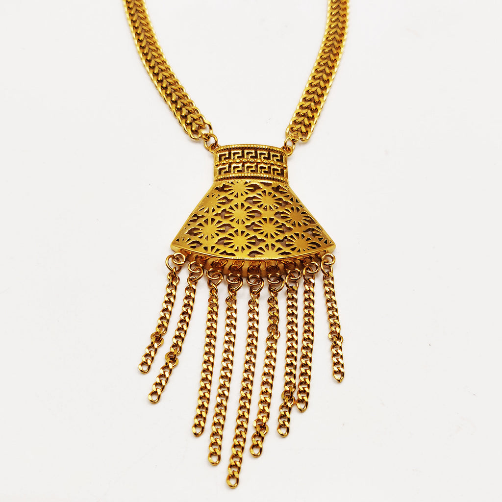 Collier Motifs V Luxe Pendentif Soleils Multi Tresses