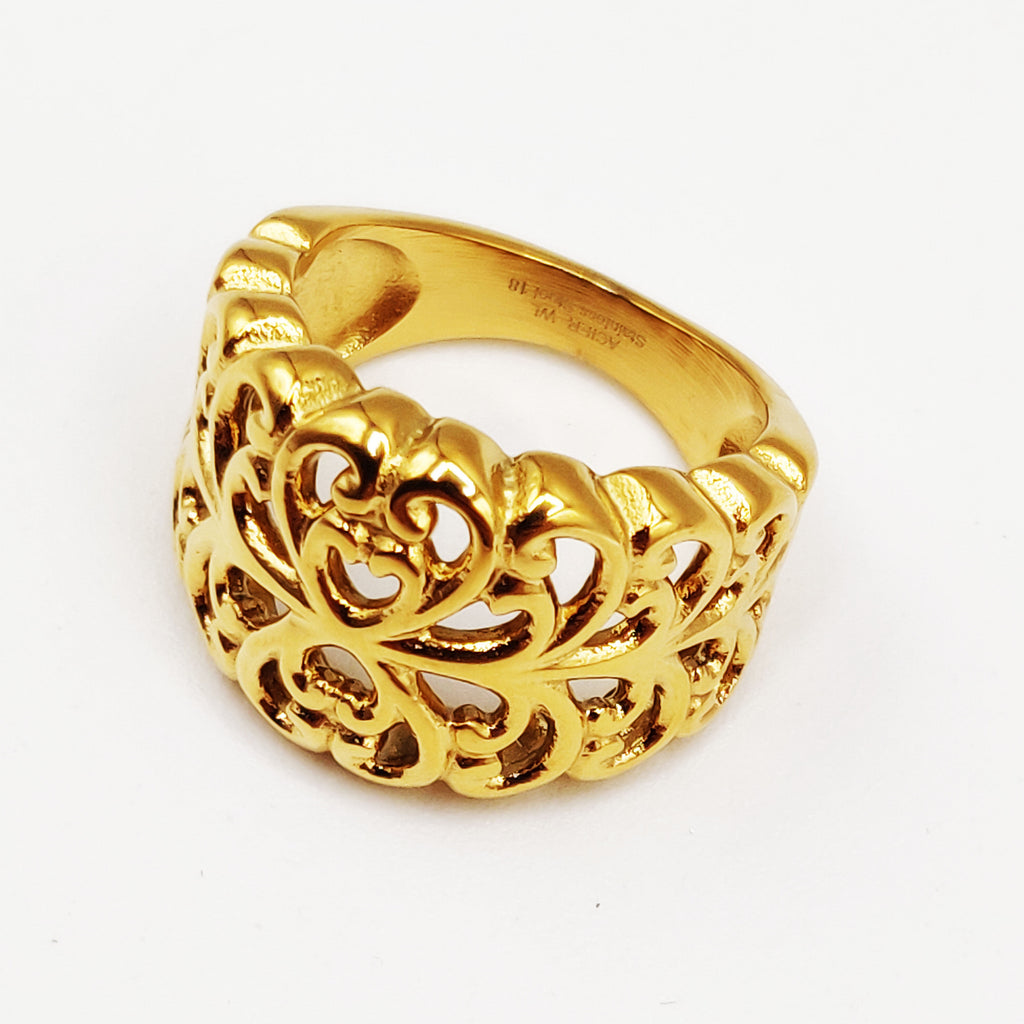 Bague Large Motifs Orientaux Coeurs Luxe