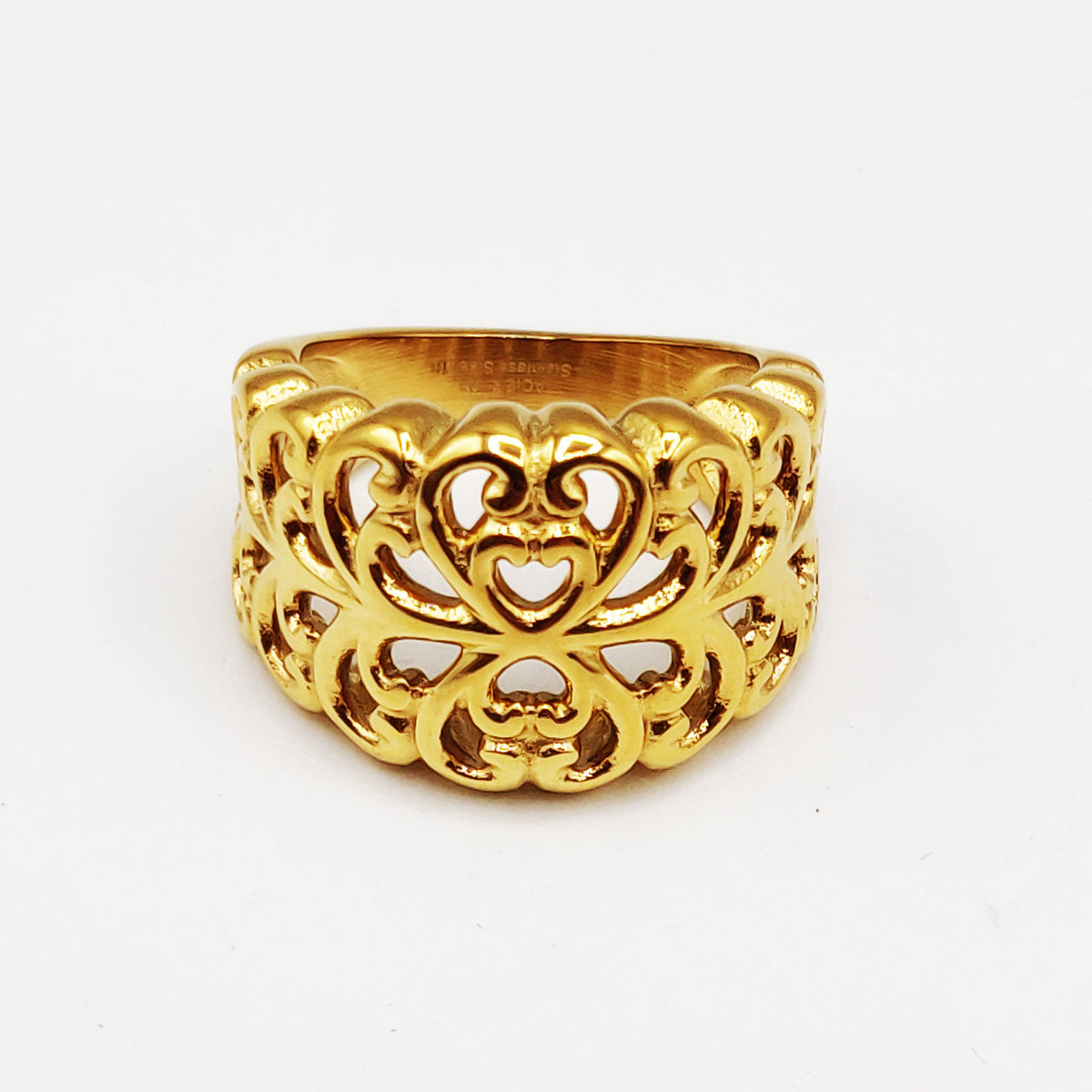 Bague Large Motifs Orientaux Coeurs Luxe