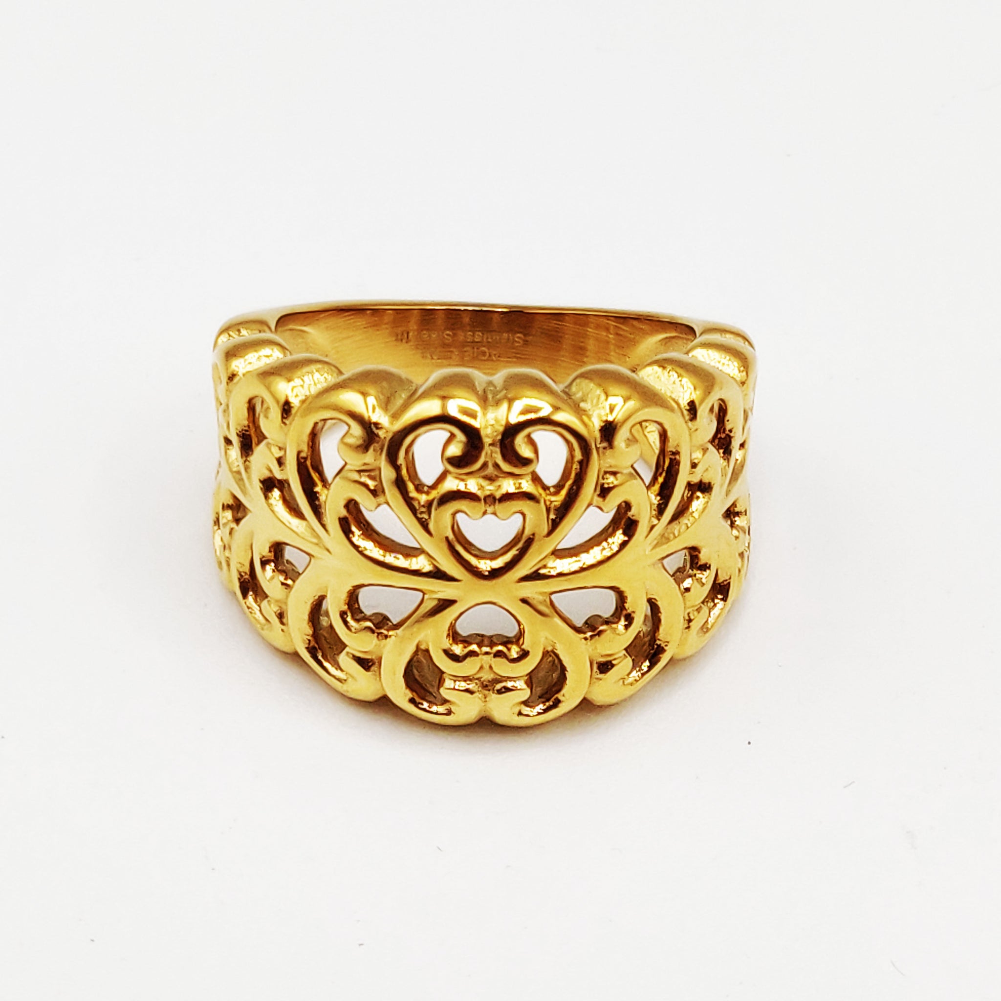 Bague Large Motifs Orientaux Coeurs Luxe