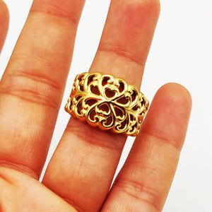 Bague Large Motifs Orientaux Coeurs Luxe