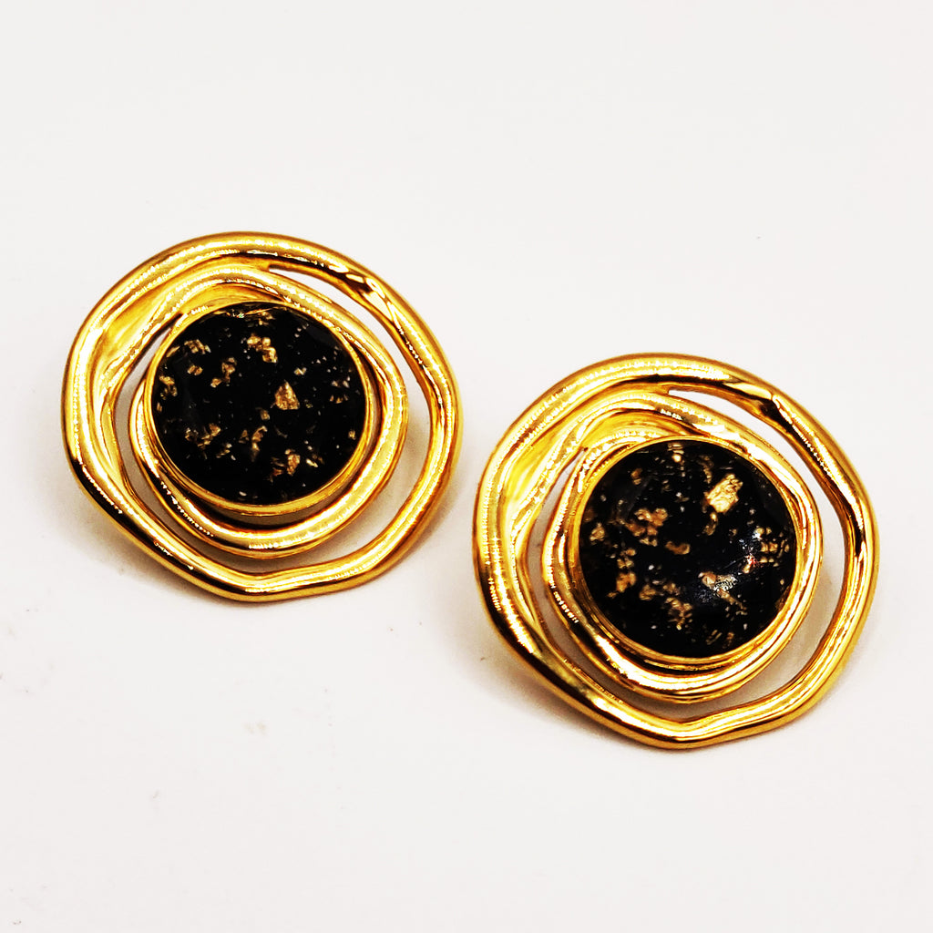 Boucles d'oreilles Fashion Grosse Pierre Noires Luxe