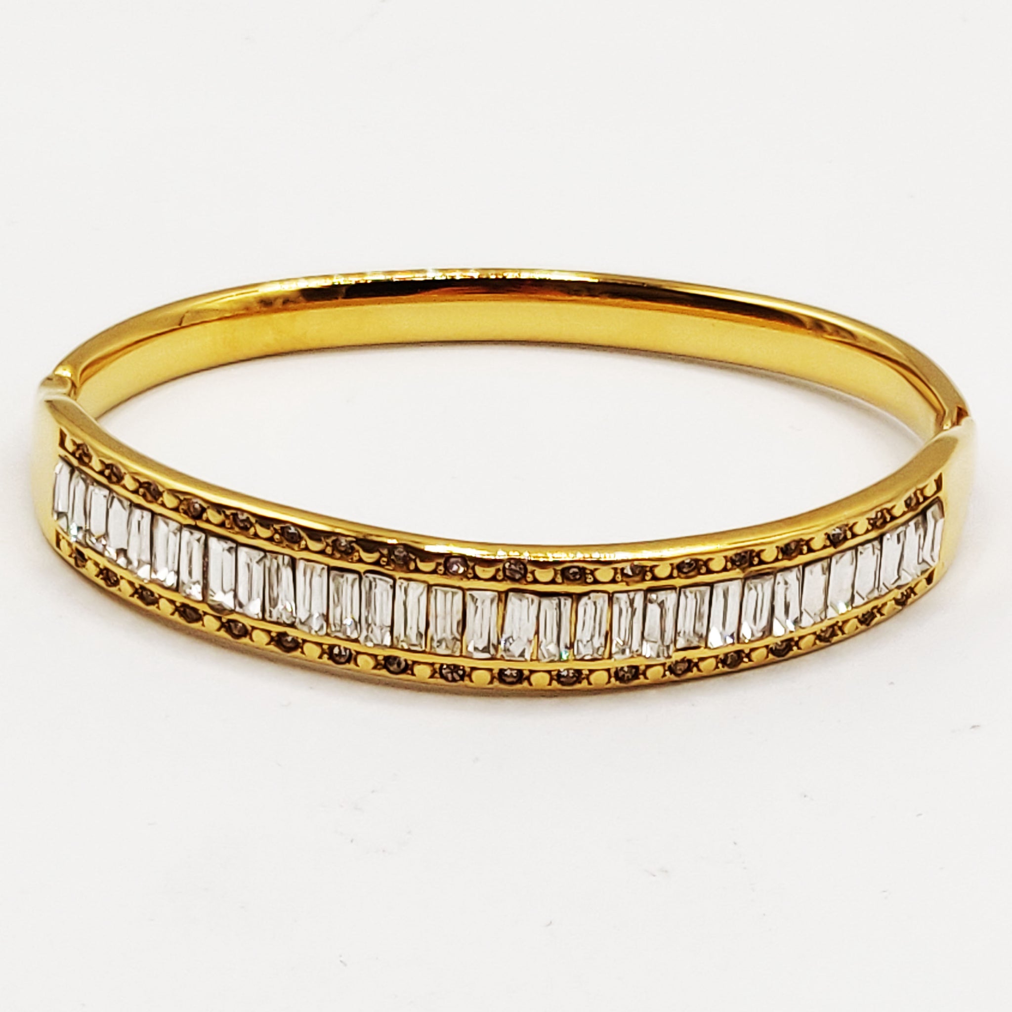 Bracelet Rigide Cristaux Rectangles Luxe