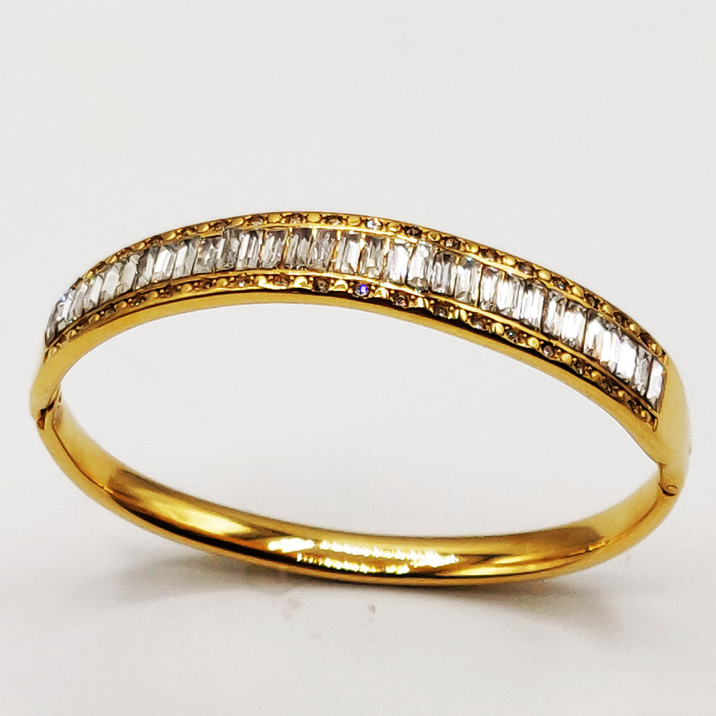 Bracelet Rigide Cristaux Rectangles Luxe