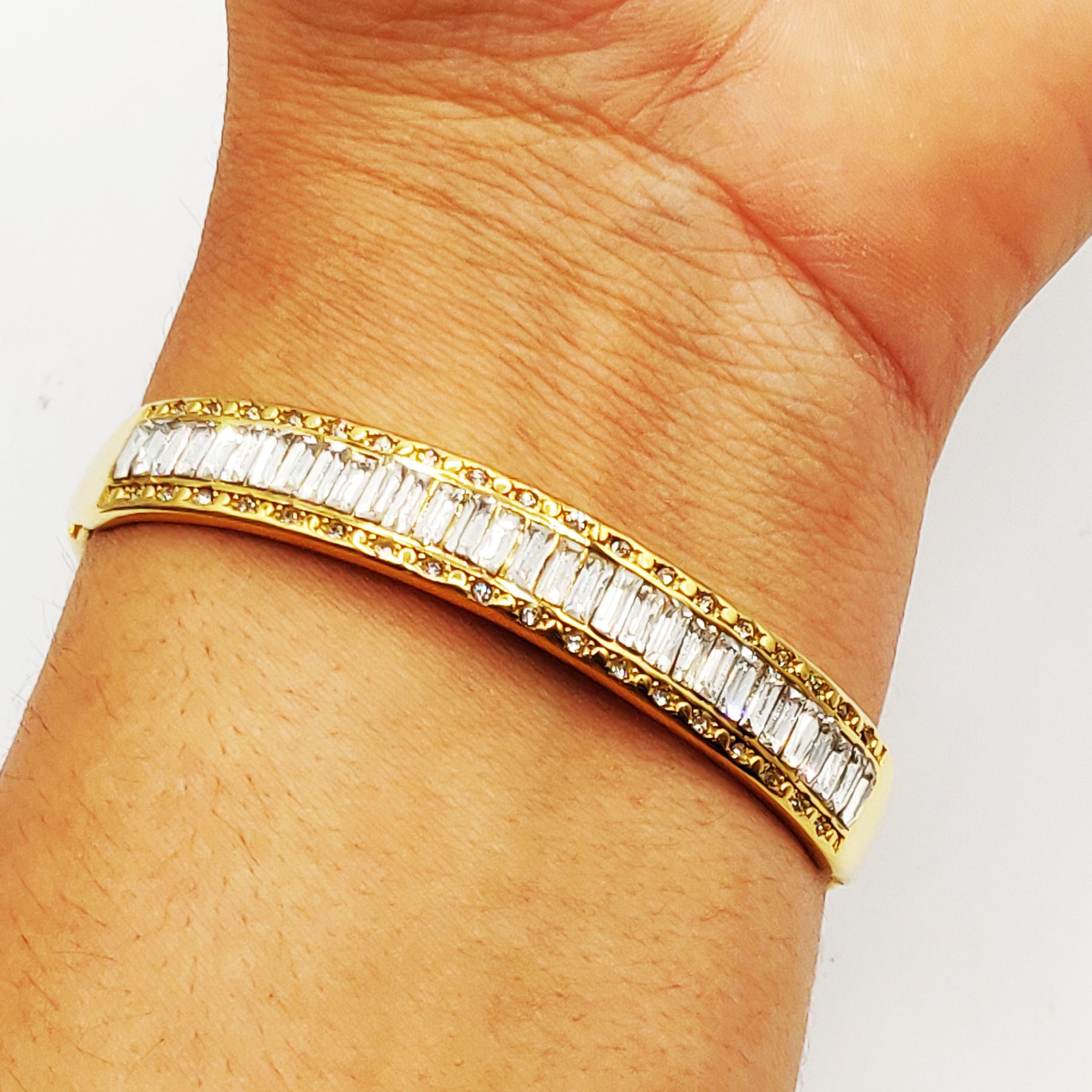 Bracelet Rigide Cristaux Rectangles Luxe