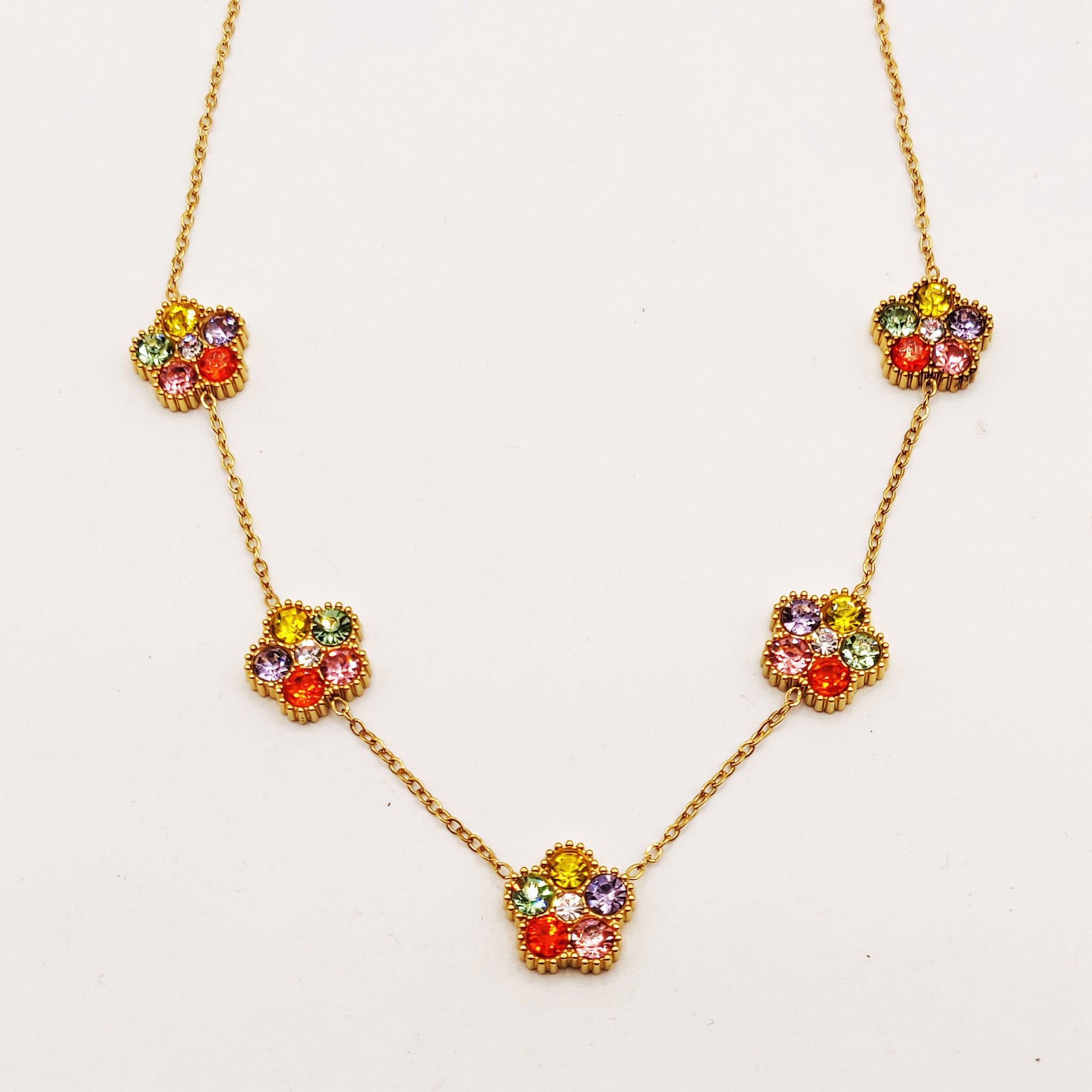 Collier Marguerites Cristaux Multicolores Luxe