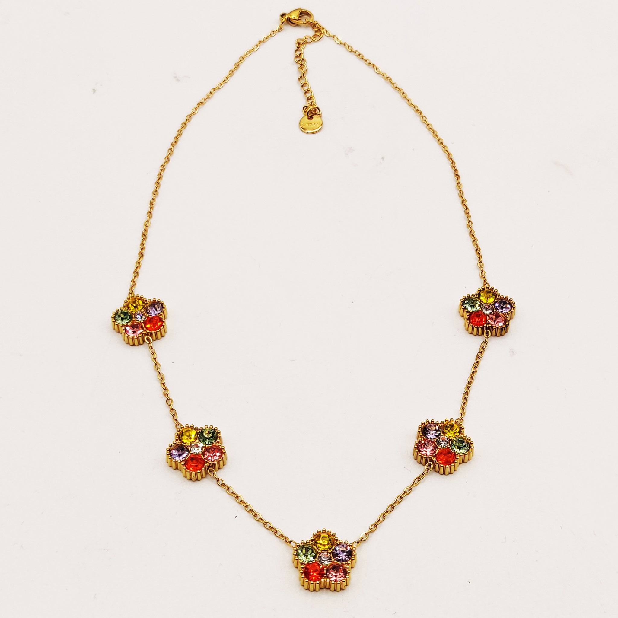 Collier Marguerites Cristaux Multicolores Luxe