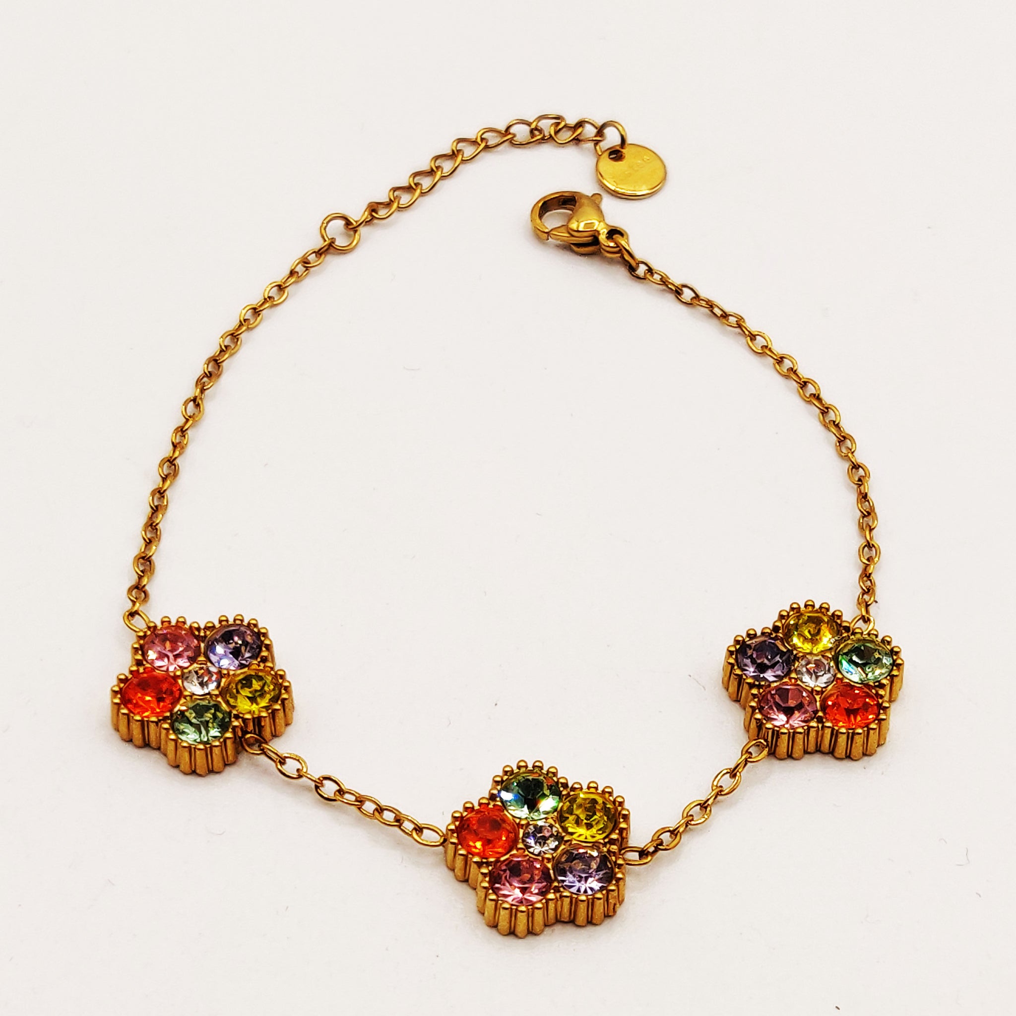 Bracelet Marguerites Cristaux Multicolores Luxe