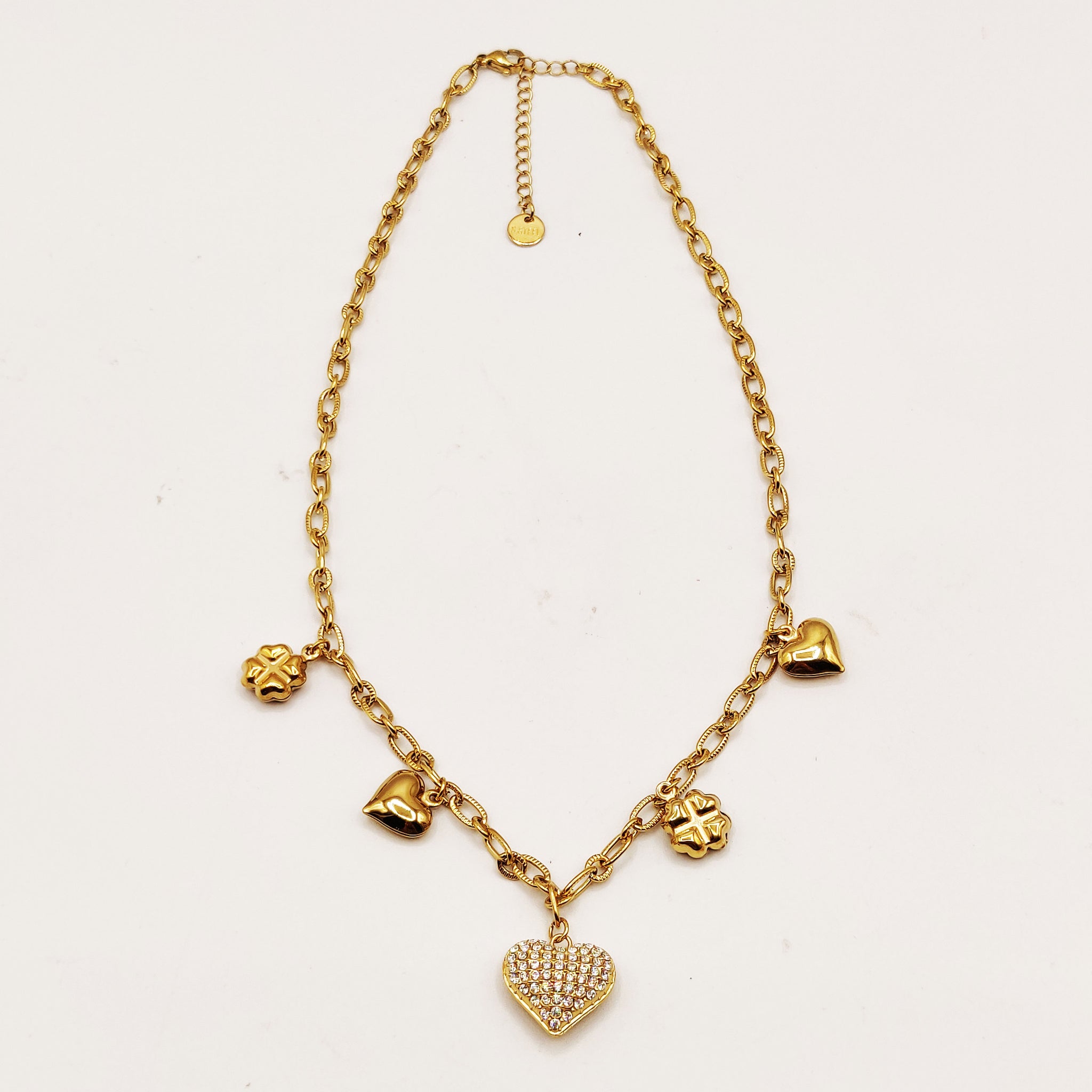 Collier Chaîne Bibelots Coeurs Cristaux Luxe